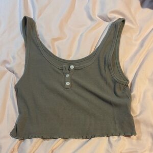 American Eagle Outfitters Sage Green Ribbed Crop Top